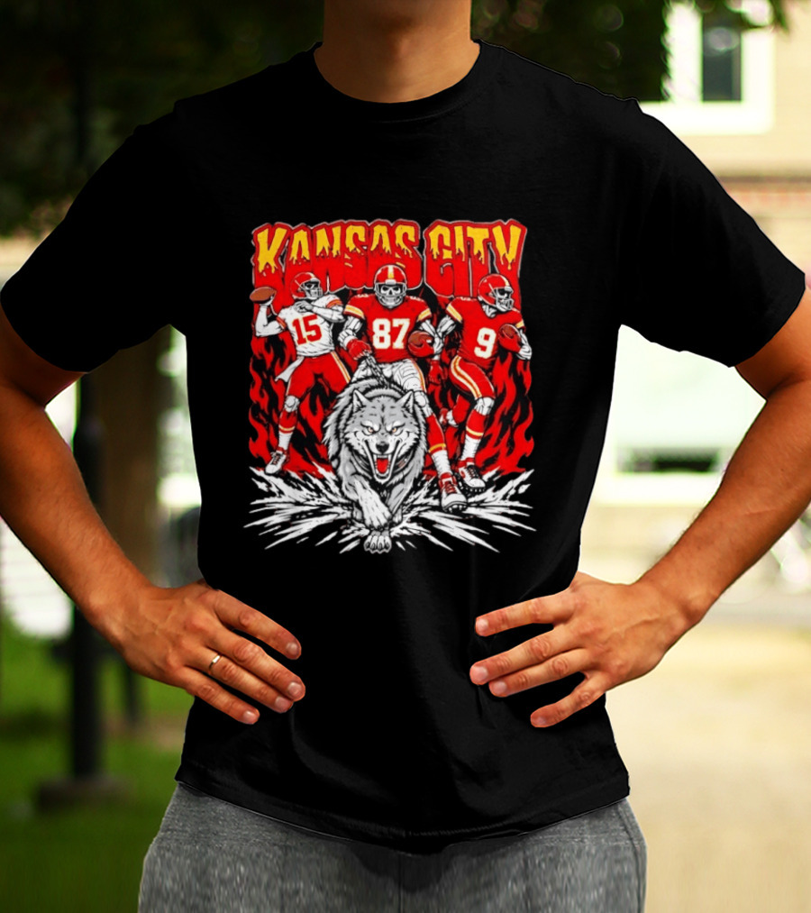 Kansas City Chiefs 15 87 9 Players With Wolf T-Shirt