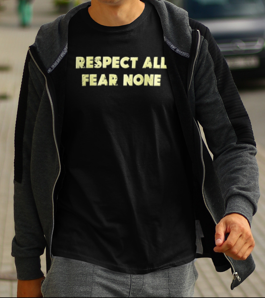 Respect All Fear None Yellow Distressed T-Shirt