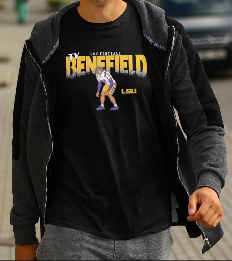 Ty Benefield No 2 LSU Football Tigers Paintbrush T-Shirt
