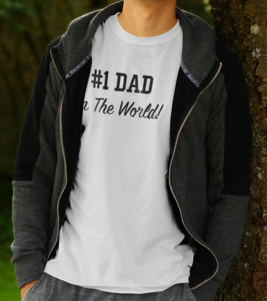 #1 Dad In The World Varsity Block Cursive Script T-Shirt
