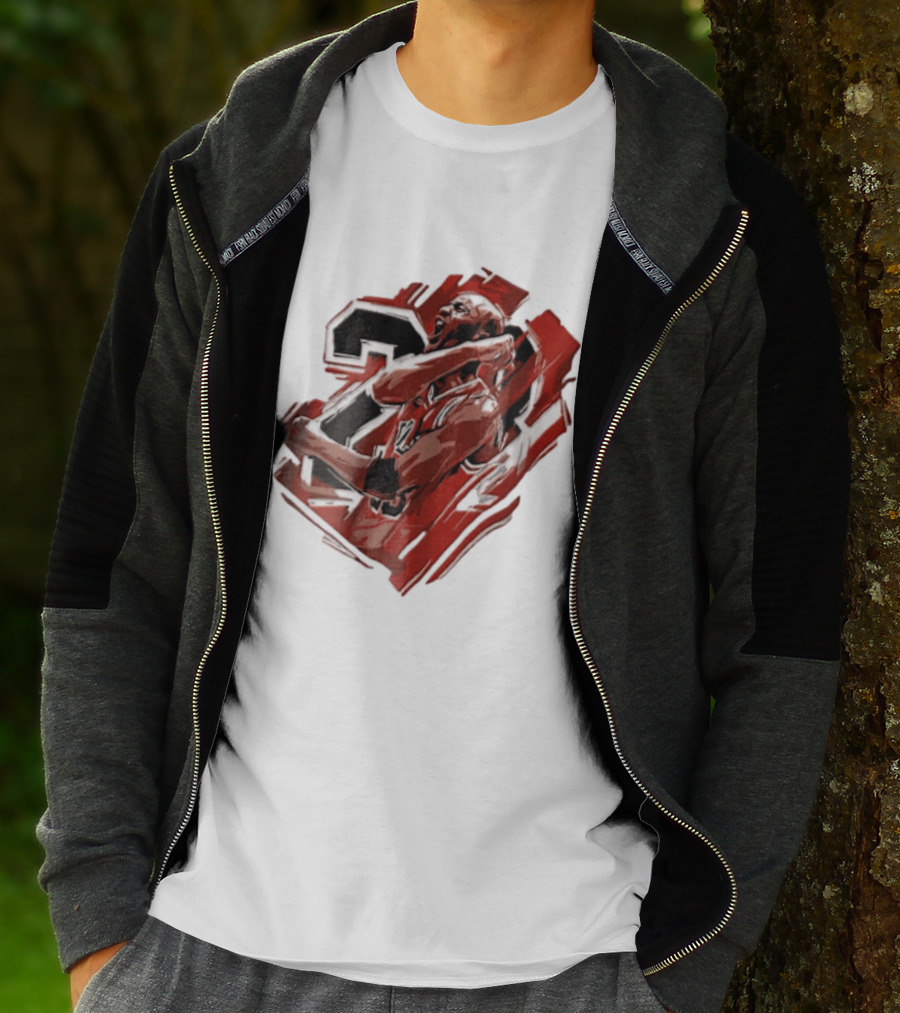 Basketball Player Number 23 Celebration Red Brushstrokes T-Shirt