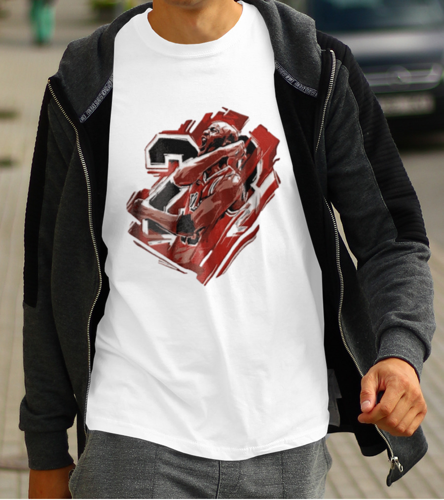 Basketball Player Number 23 Celebration Red Brushstrokes T-Shirt