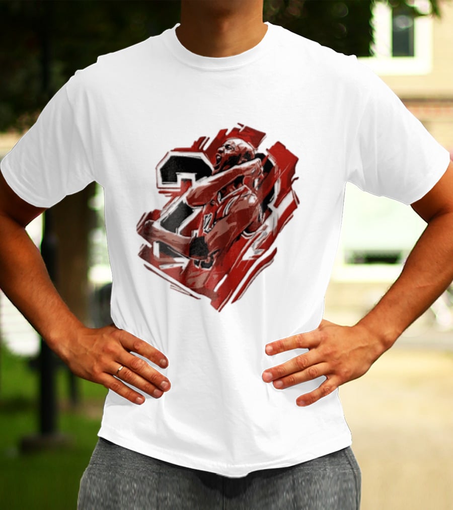Basketball Player Number 23 Celebration Red Brushstrokes T-Shirt