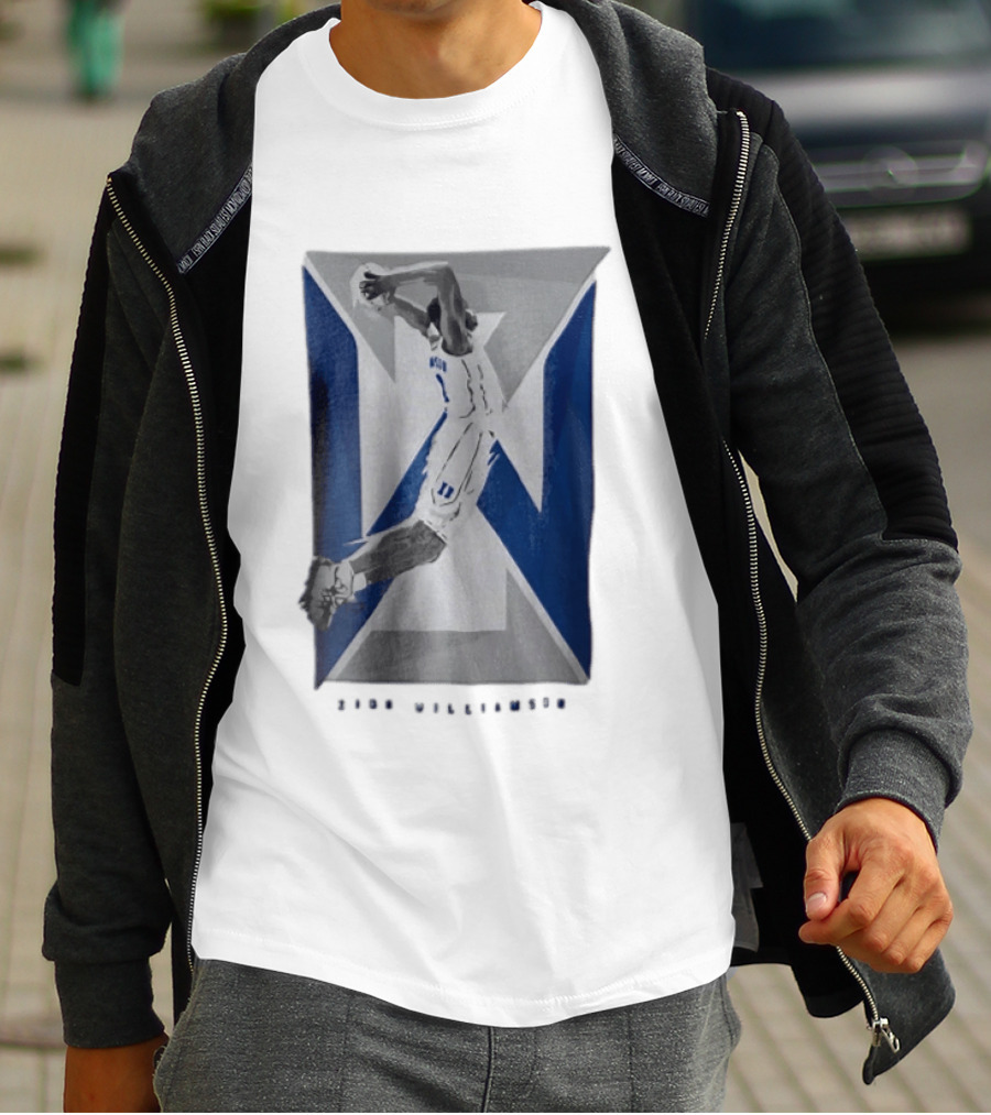 Duke Blue Devils NCAA Zion Williamson Basketball Player Dunking Geometric Number 1 T-Shirt