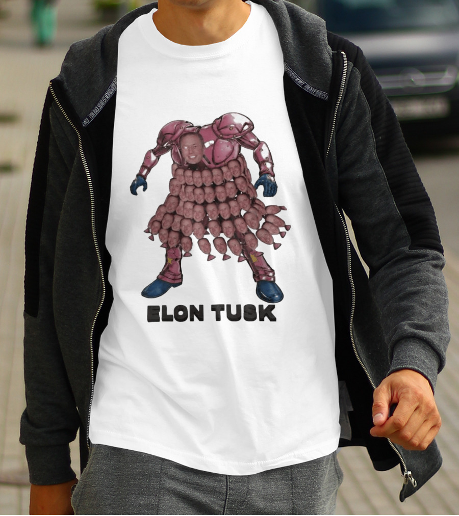 Elon Tusk Bootleg Collage Meme Unique Robot Face Fusion T-Shirt