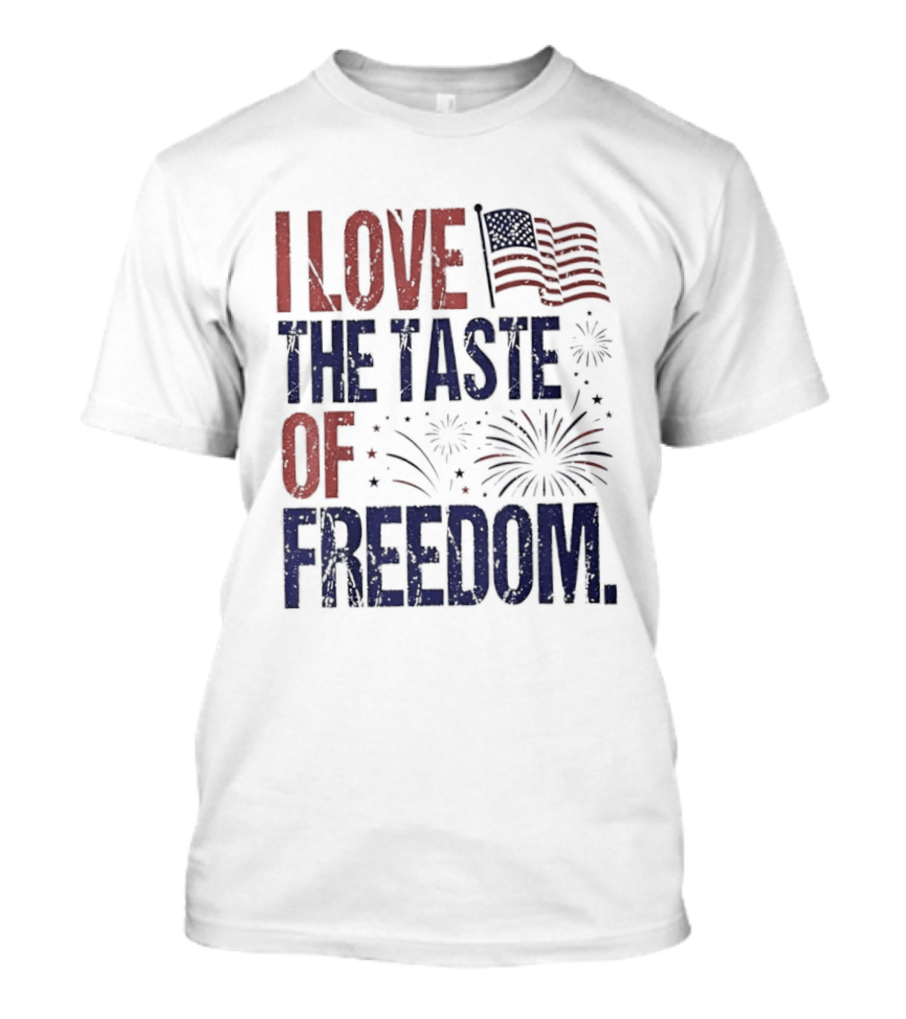 Patriotic I Love The Taste Of Freedom American Flag Fireworks Celebration T-Shirt