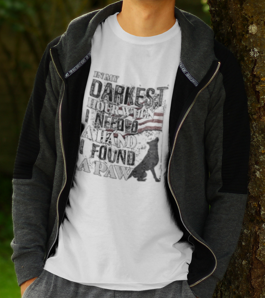 In My Darkest Hour When I Needed A Hand I Found A Paw USA Flag Dog T-Shirt