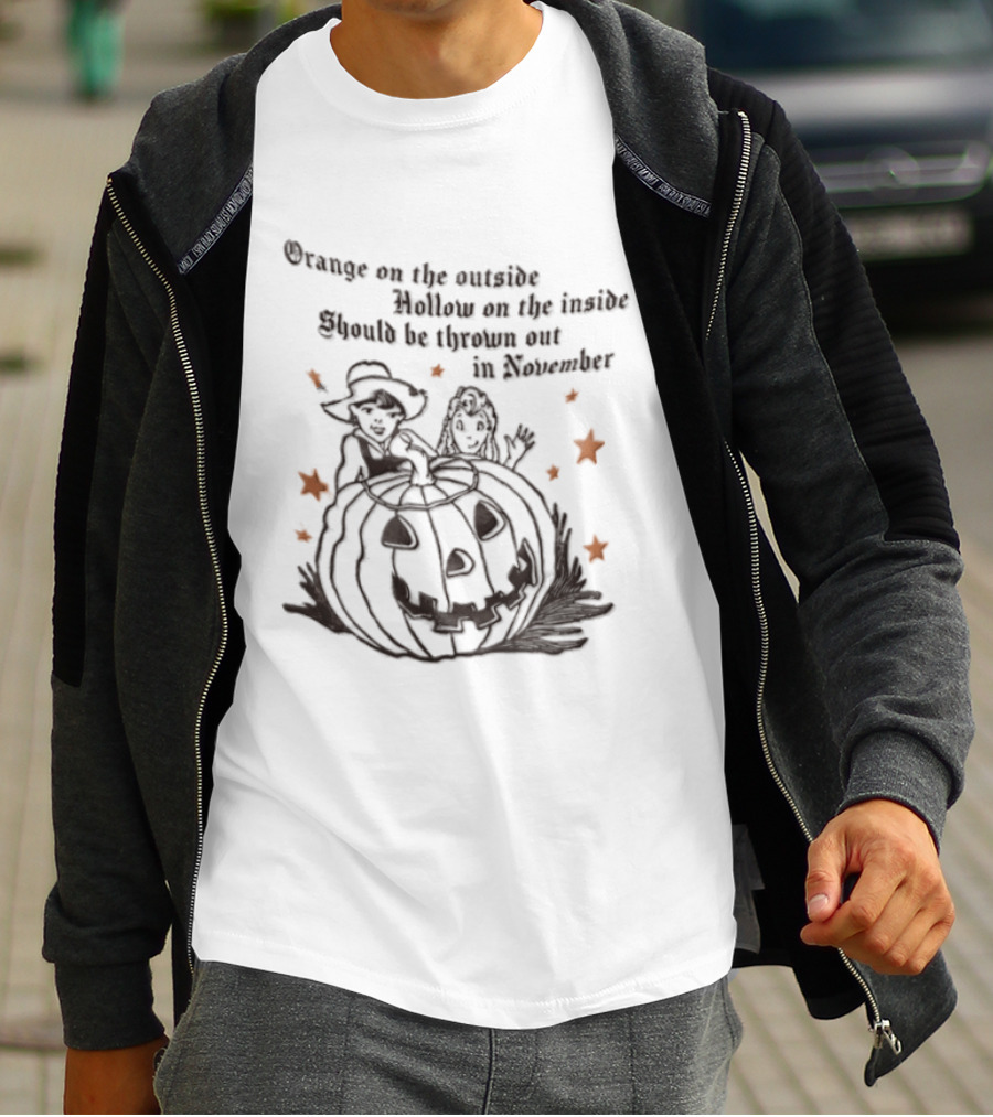 Orange On The Outside Hollow On The Inside Should Be Thrown Out In November Pumpkin Stars T-Shirt