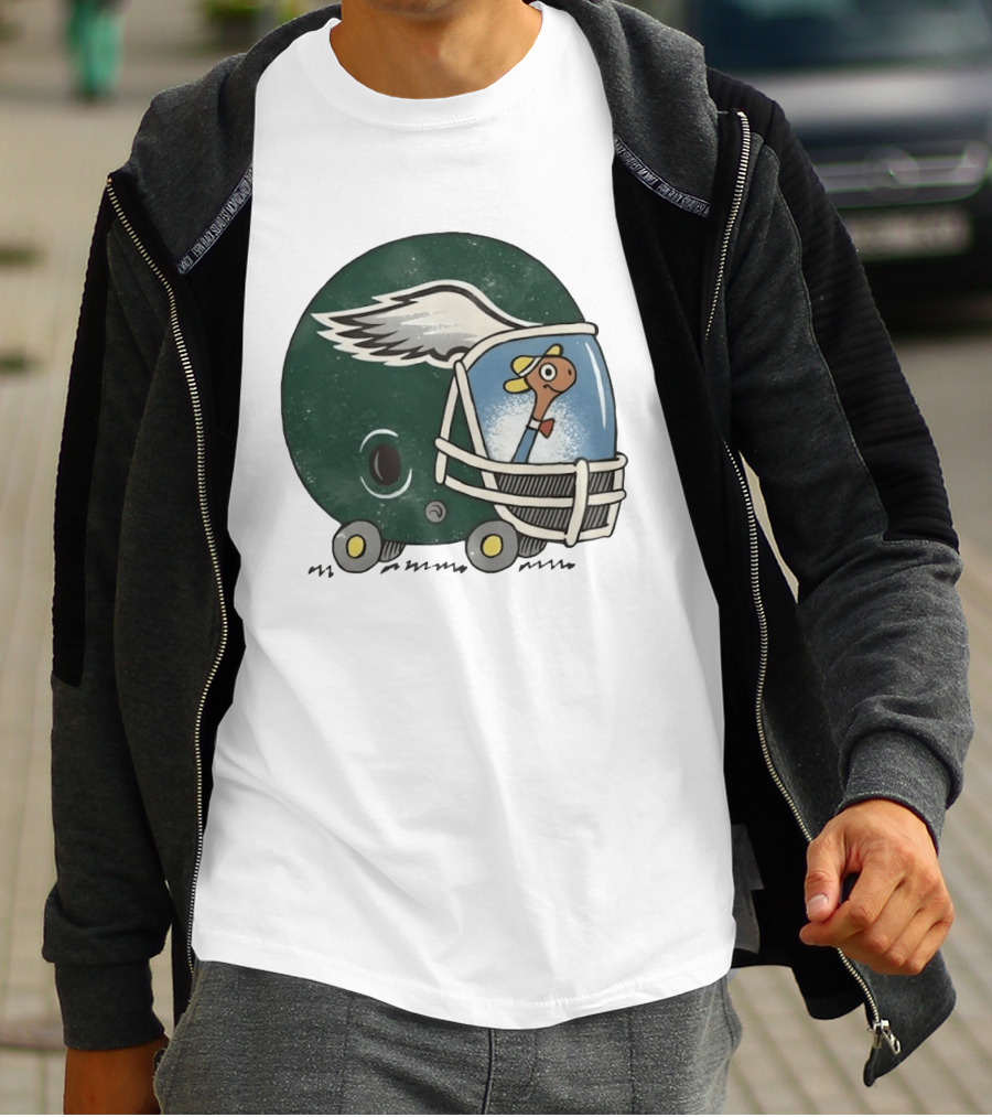 Philadelphia Eagles Worm Inside Football Helmet Sports Humor T-Shirt