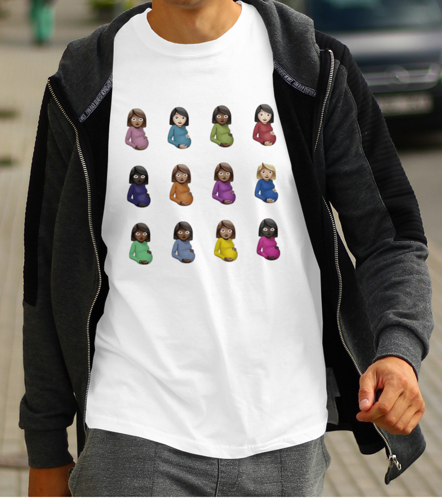 Pregnant Women Emoji Stickers Diverse Colors Collection T-Shirt