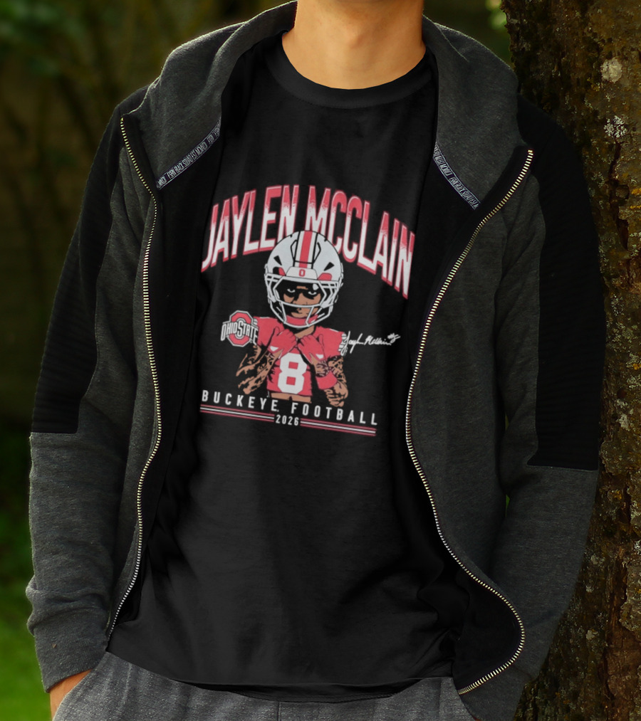 Jaylen McClain No 8 Buckeye Football 2026 Ohio State Exclusive T-Shirt