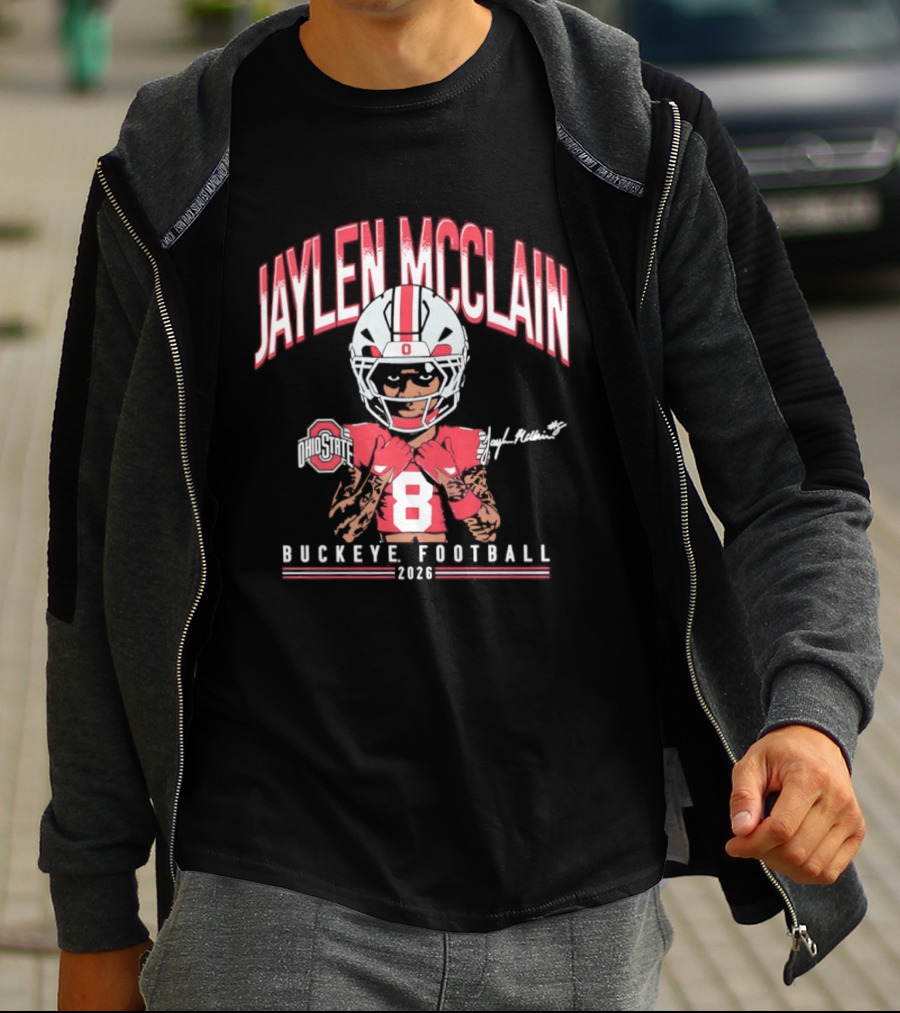 Jaylen McClain No 8 Buckeye Football 2026 Ohio State Exclusive T-Shirt