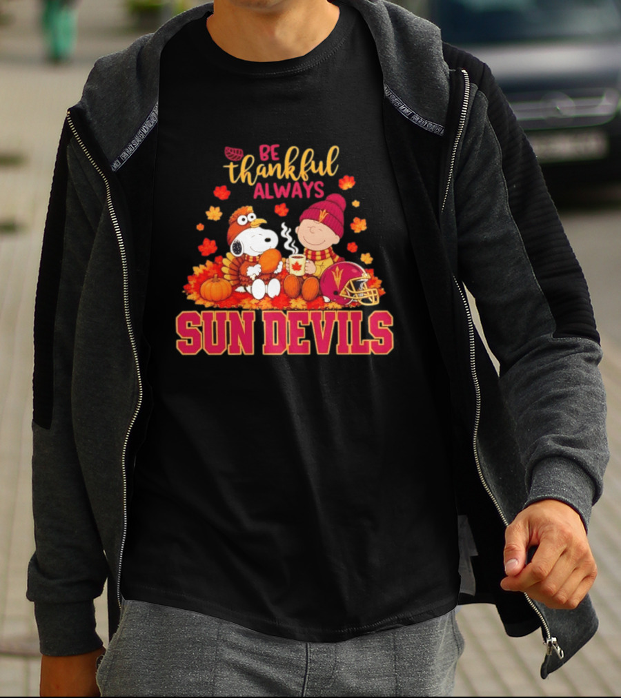 Be Thankful Always Snoopy And Charlie Brown With Sun Devils Fans T-Shirt