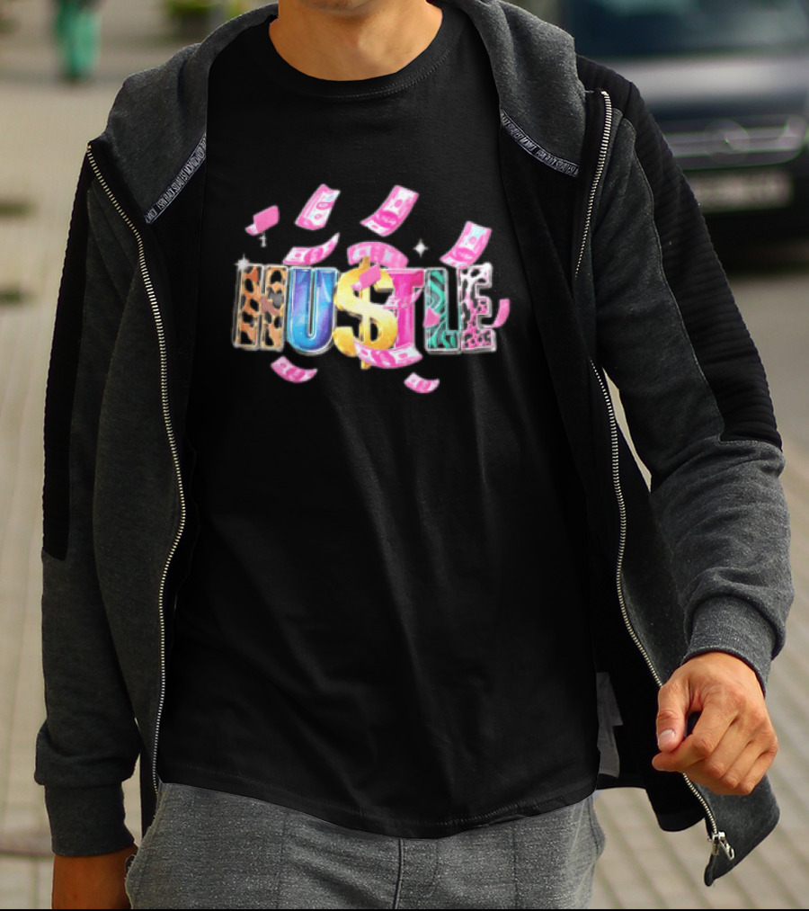 Hustle 3D Gold Dollar Sign Pink Cash Sparkles T-Shirt