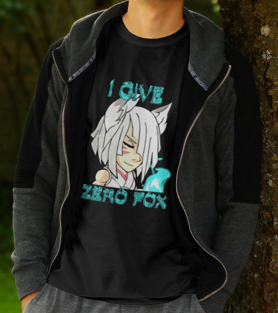 I Give Zero Fox White Hair Kitsune Blue Flame T-Shirt