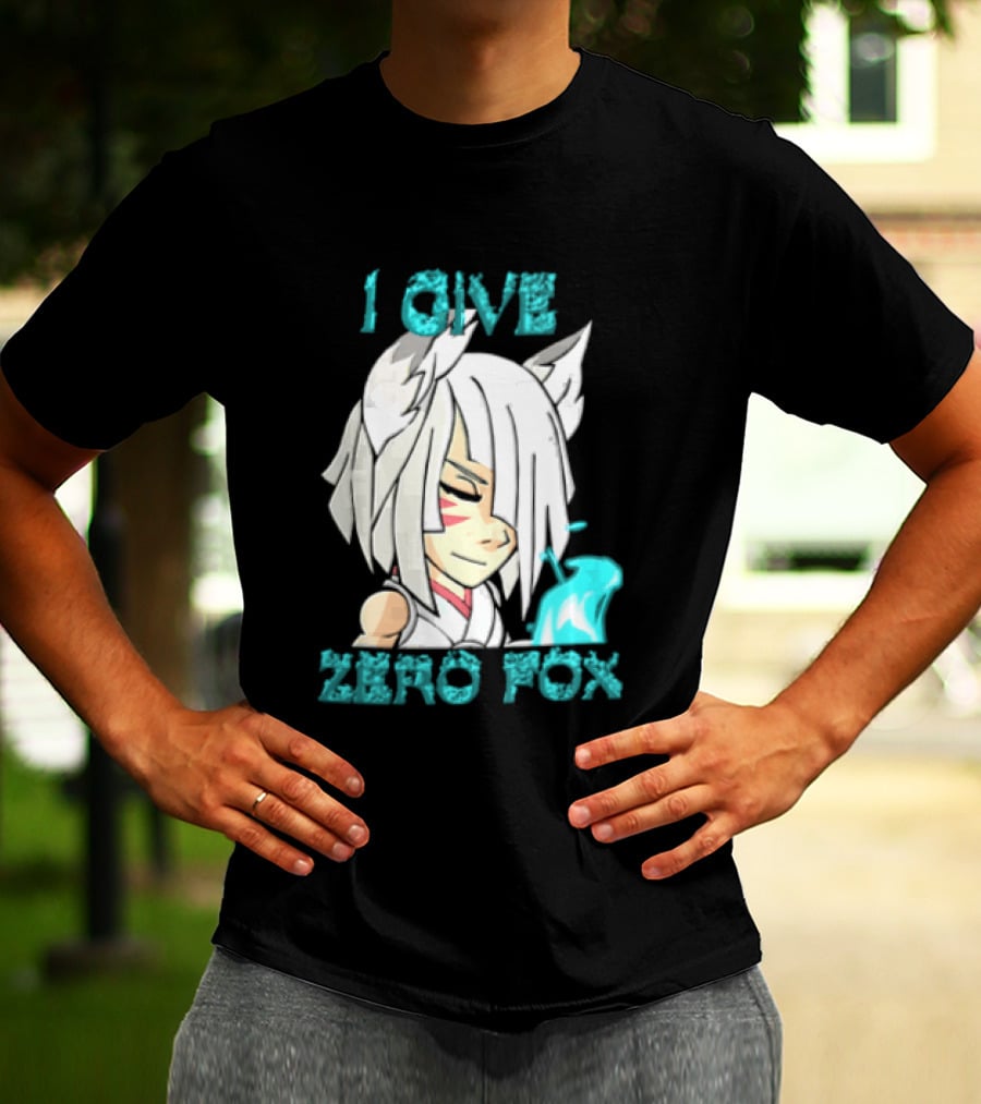 I Give Zero Fox White Hair Kitsune Blue Flame T-Shirt
