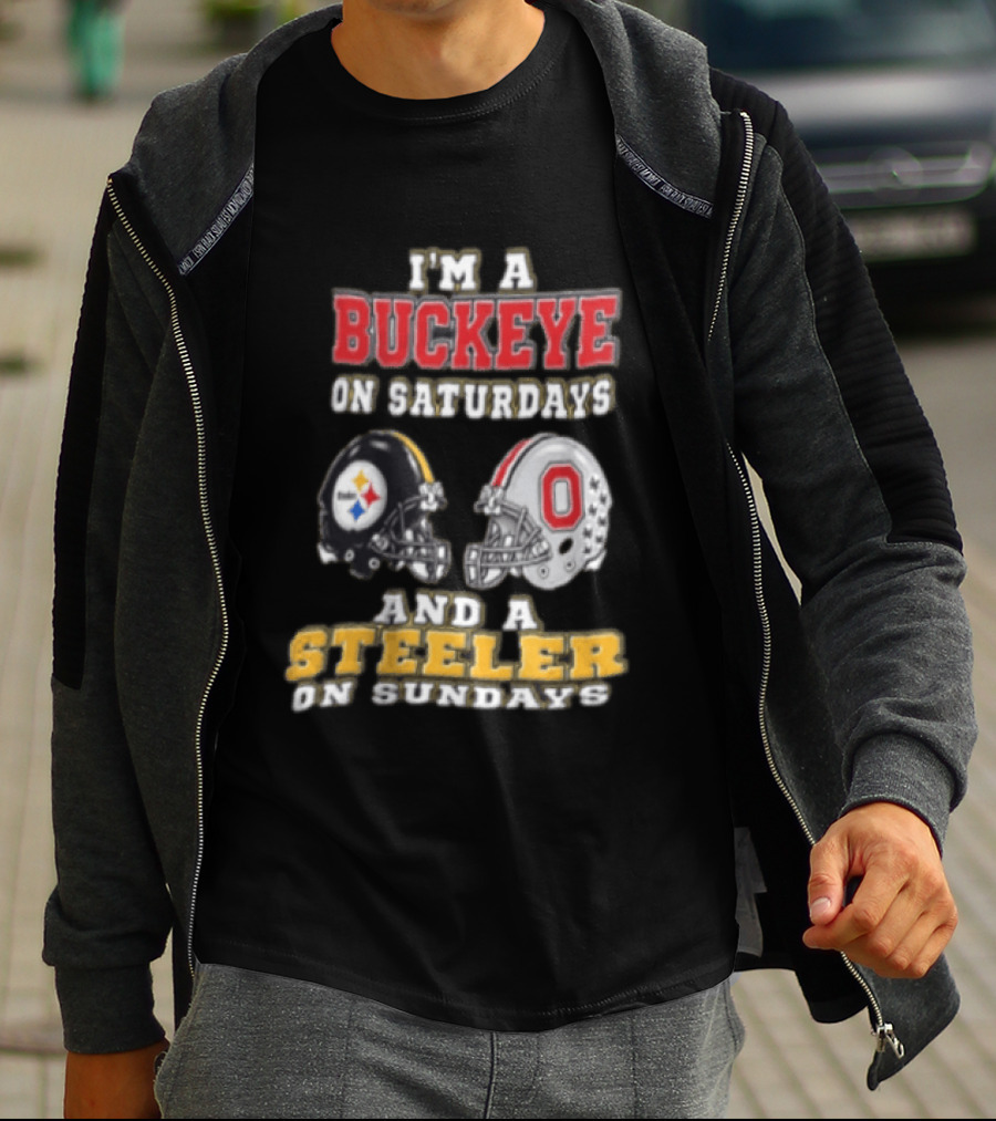Ohio State Buckeye Saturdays Pittsburgh Steeler Sundays Fan T-Shirt