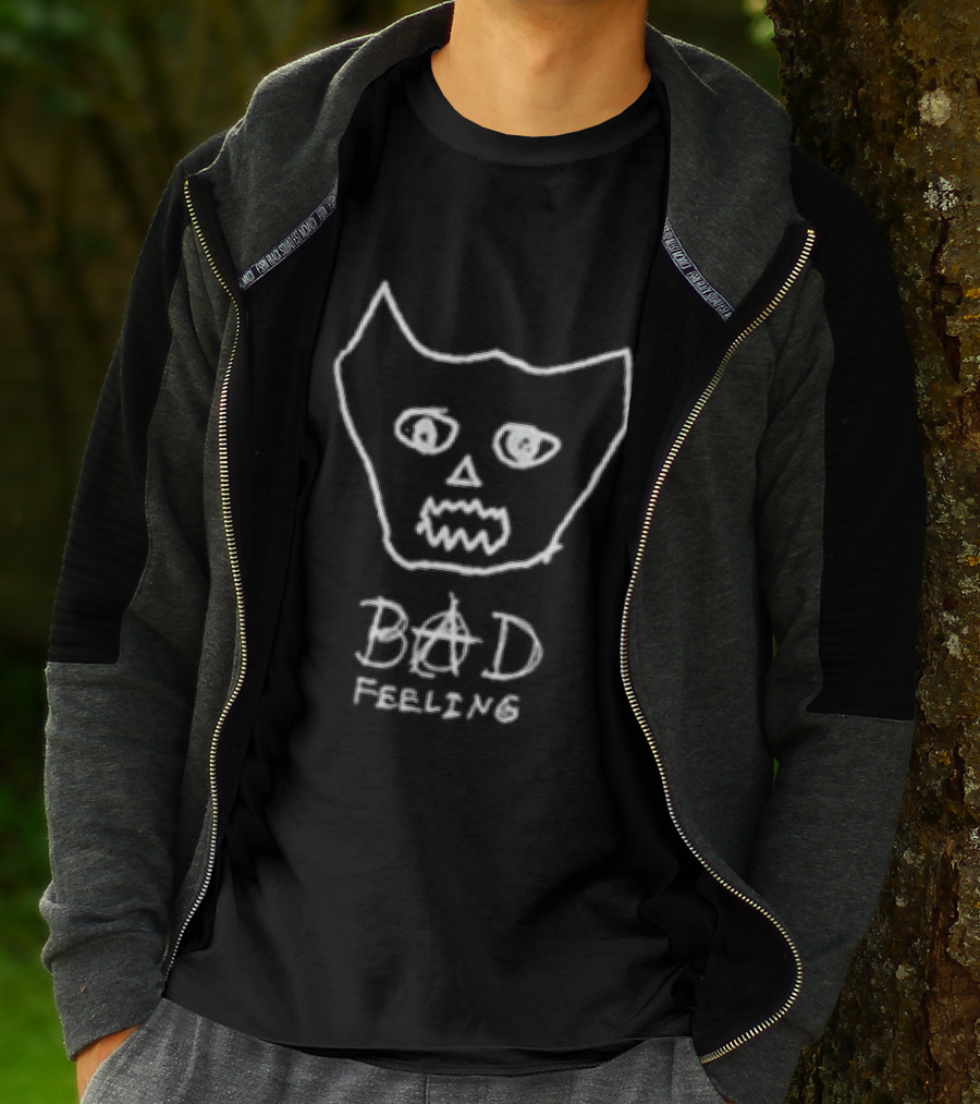 Jagwar Twin Bad Feeling Cat Face Drawing T-Shirt