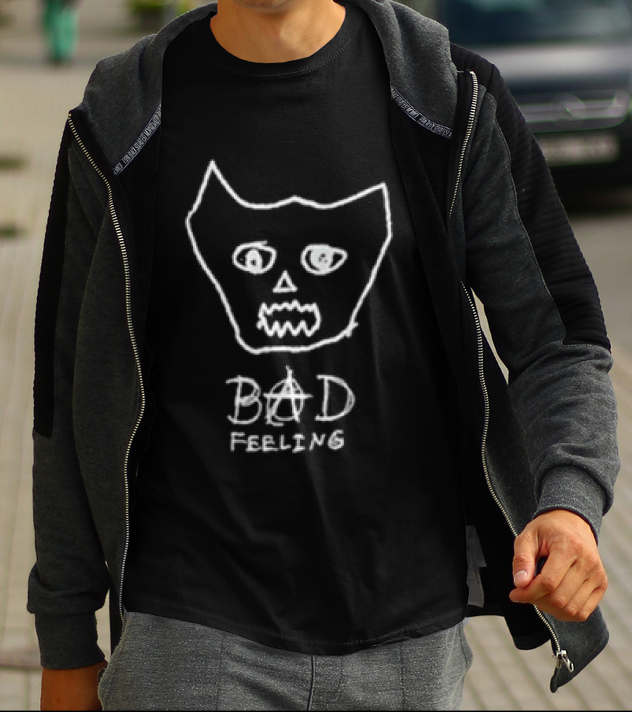 Jagwar Twin Bad Feeling Cat Face Drawing T-Shirt