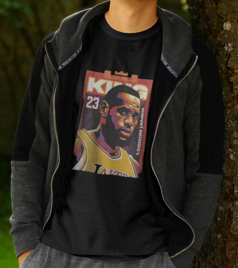 Los Angeles Lakers King 23 LeBron James NBA Pop Vector T-Shirt