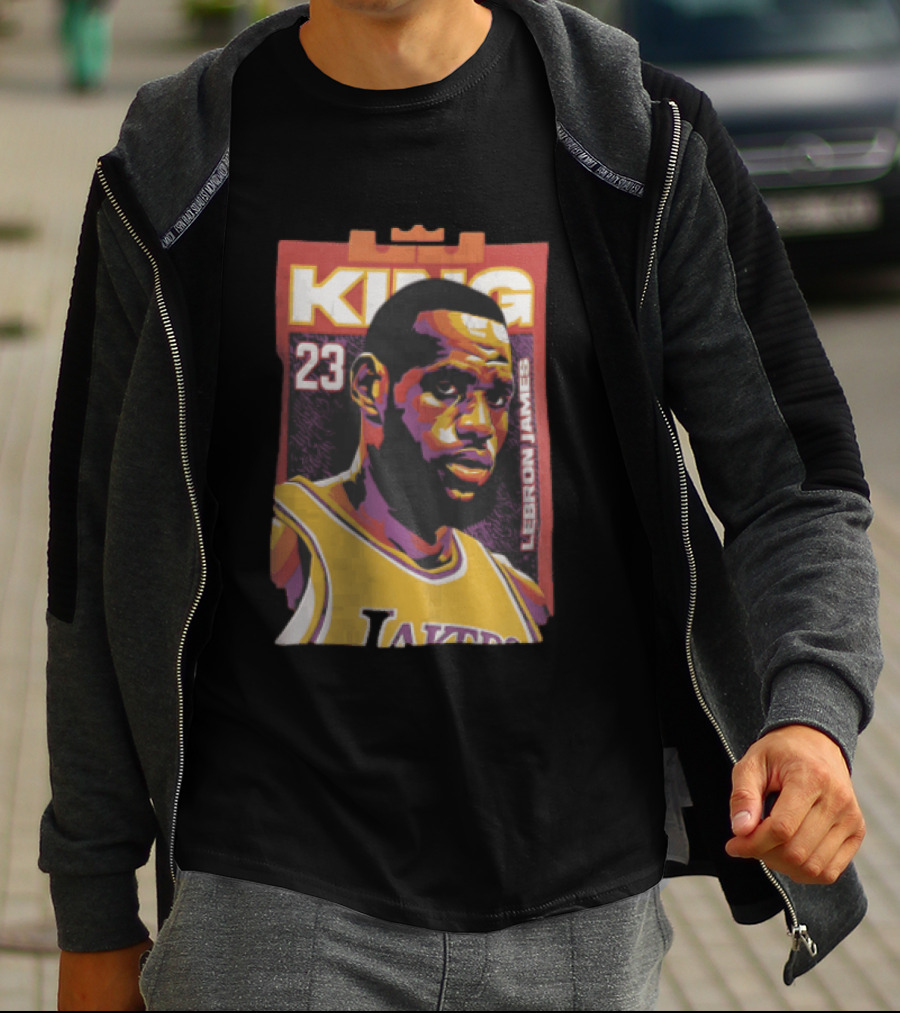 Los Angeles Lakers King 23 LeBron James NBA Pop Vector T-Shirt