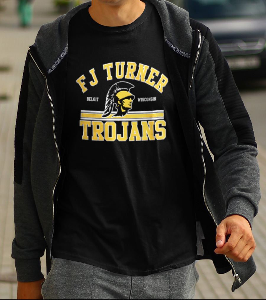 FJ Turner Trojans Beloit Wisconsin Crested Helmet Profile Head T-Shirt