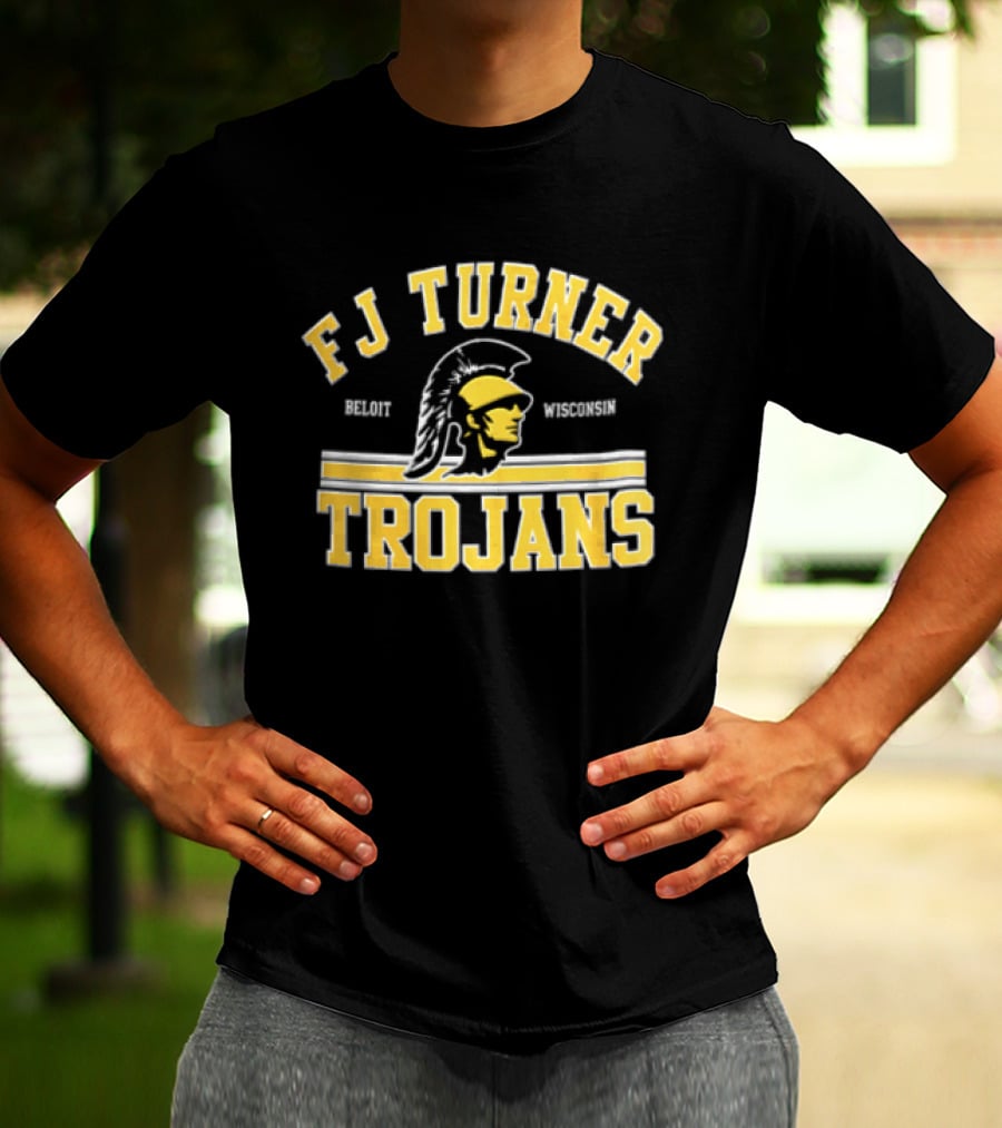 FJ Turner Trojans Beloit Wisconsin Crested Helmet Profile Head T-Shirt