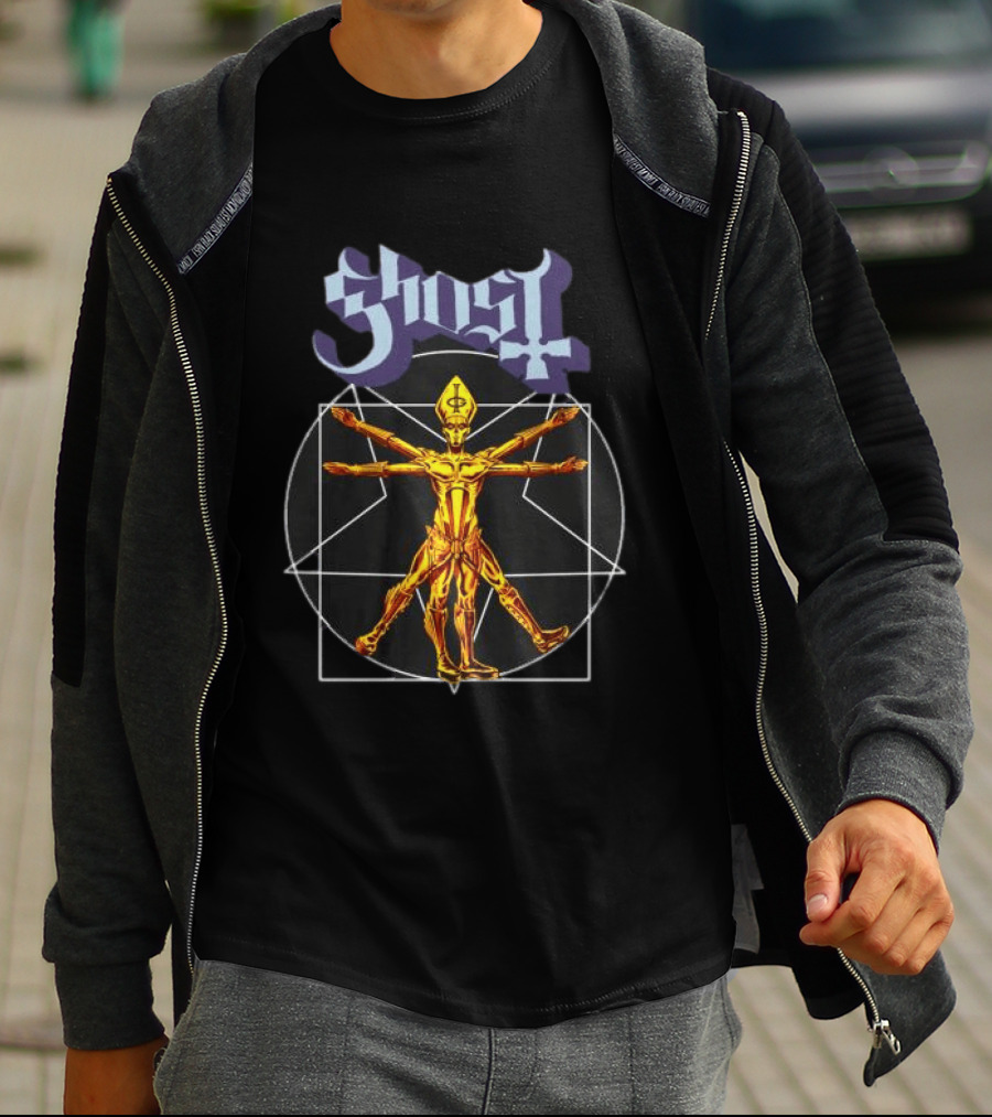 Ghost Store Popestar Vitruvian Man Design Black T-Shirt