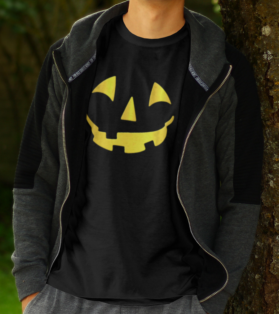 Glowing Metallic Gold Jack O Lantern Pumpkin Face T-Shirt