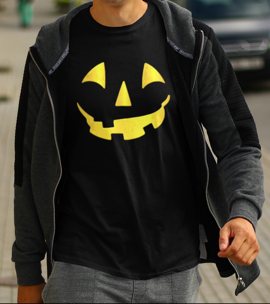 Glowing Metallic Gold Jack O Lantern Pumpkin Face T-Shirt