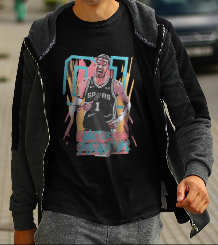 San Antonio Spurs Victor Wembanyama Screaming Player Photo Bootleg NBA T-Shirt