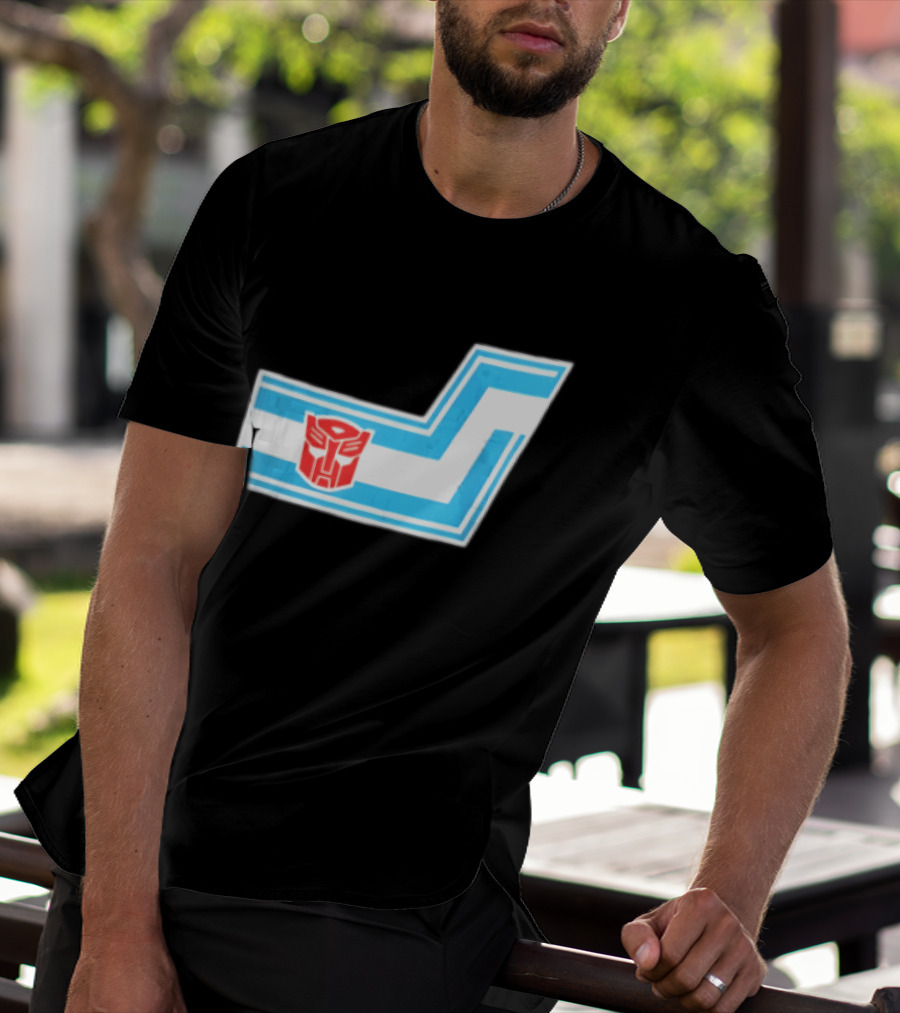 Transformers Autobots Red Insignia Blue White Racing Stripes Chevron Stickers T-Shirt