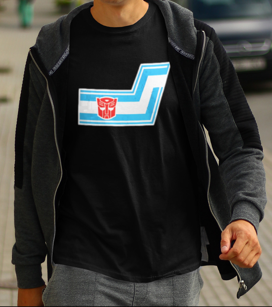 Transformers Autobots Red Insignia Blue White Racing Stripes Chevron Stickers T-Shirt