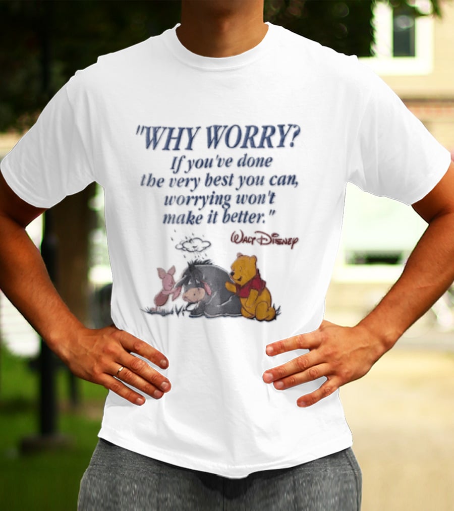 Walt Disney Eeyore Pooh Piglet Why Worry If You've Done The Very Best You Can Worrying Won't Make It Better T-Shirt