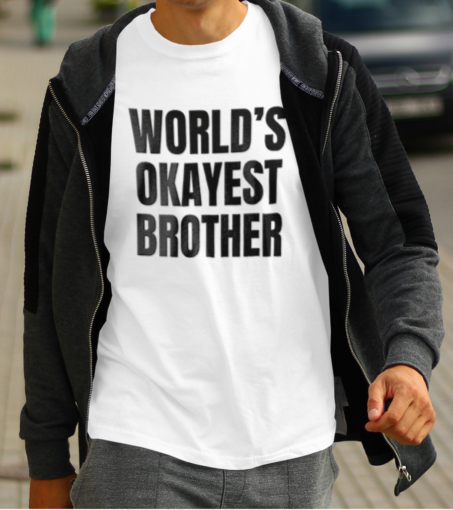 World's Okayest Brother Sans Serif Black T-Shirt