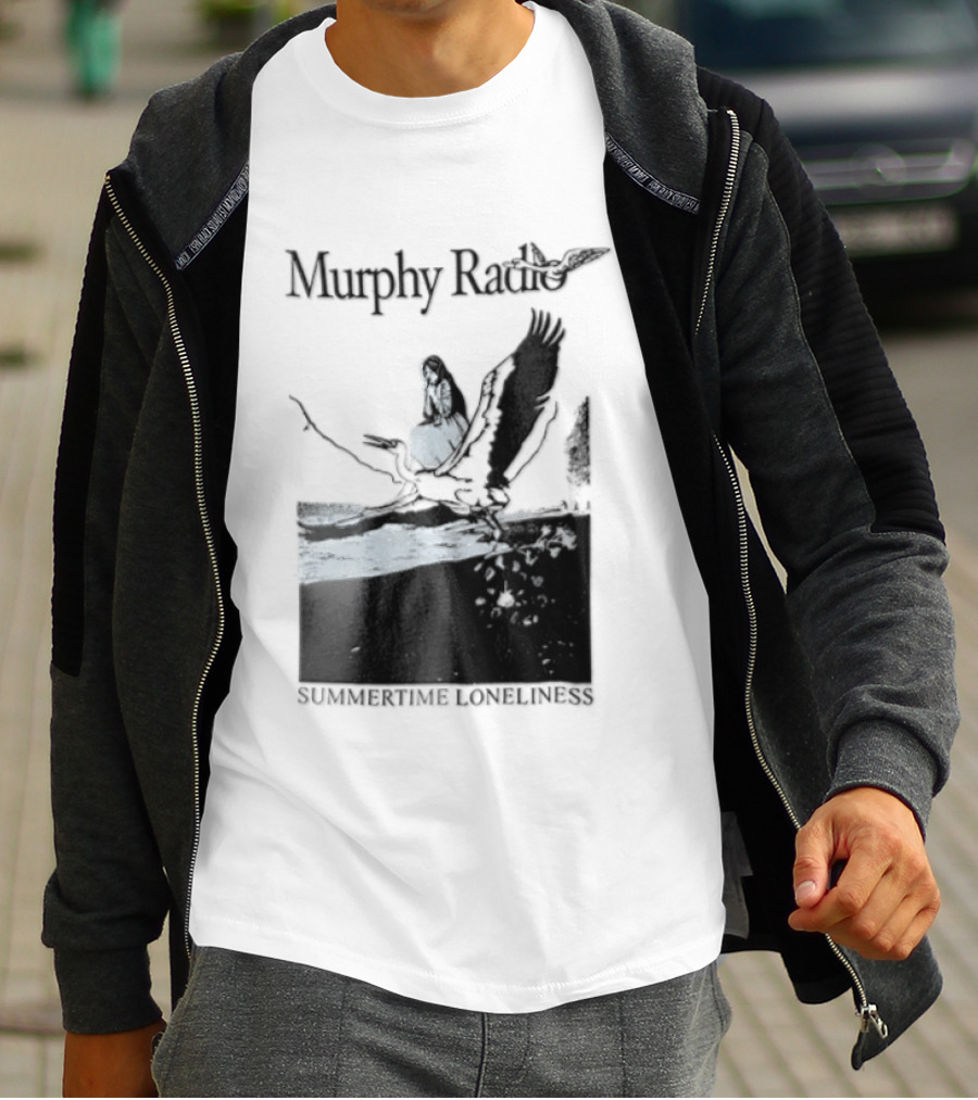 Murphy Radio Summertime Loneliness Woman On Flying Crane At Shore Line T-Shirt