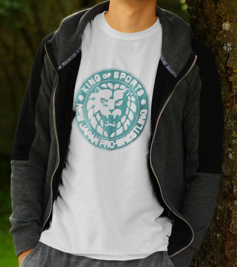 New Japan Pro Wrestling King Of Sports Teal Circular Lion Head T-Shirt