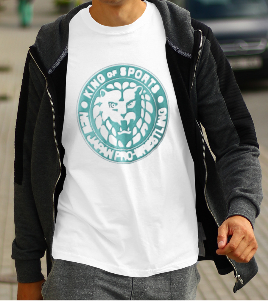 New Japan Pro Wrestling King Of Sports Teal Circular Lion Head T-Shirt