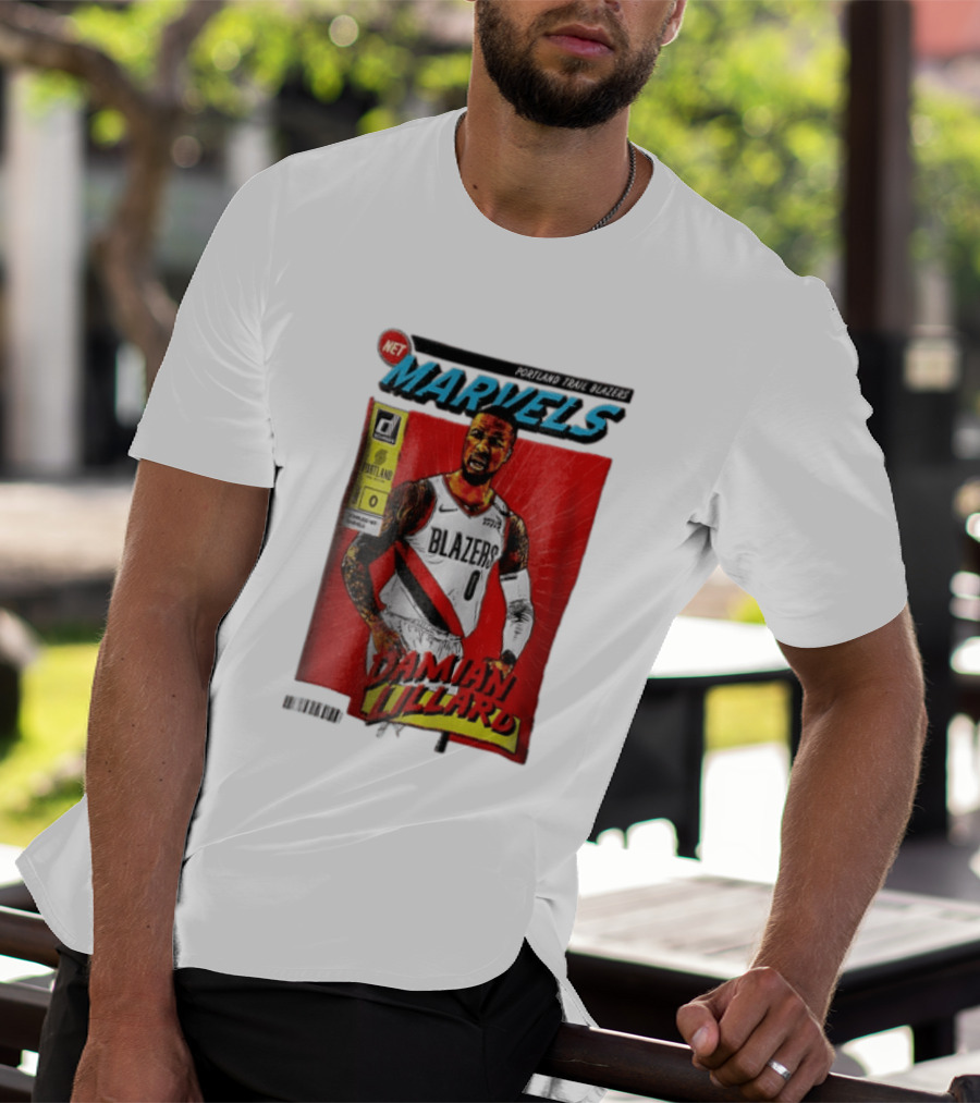 Portland Trail Blazers Net Marvels Damian Lillard Comic Cover NBA Issue 0 Halftone T-Shirt