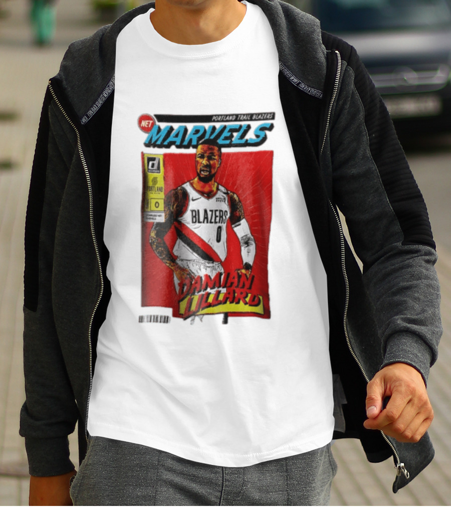 Portland Trail Blazers Net Marvels Damian Lillard Comic Cover NBA Issue 0 Halftone T-Shirt