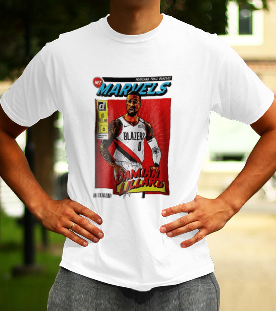 Portland Trail Blazers Net Marvels Damian Lillard Comic Cover NBA Issue 0 Halftone T-Shirt
