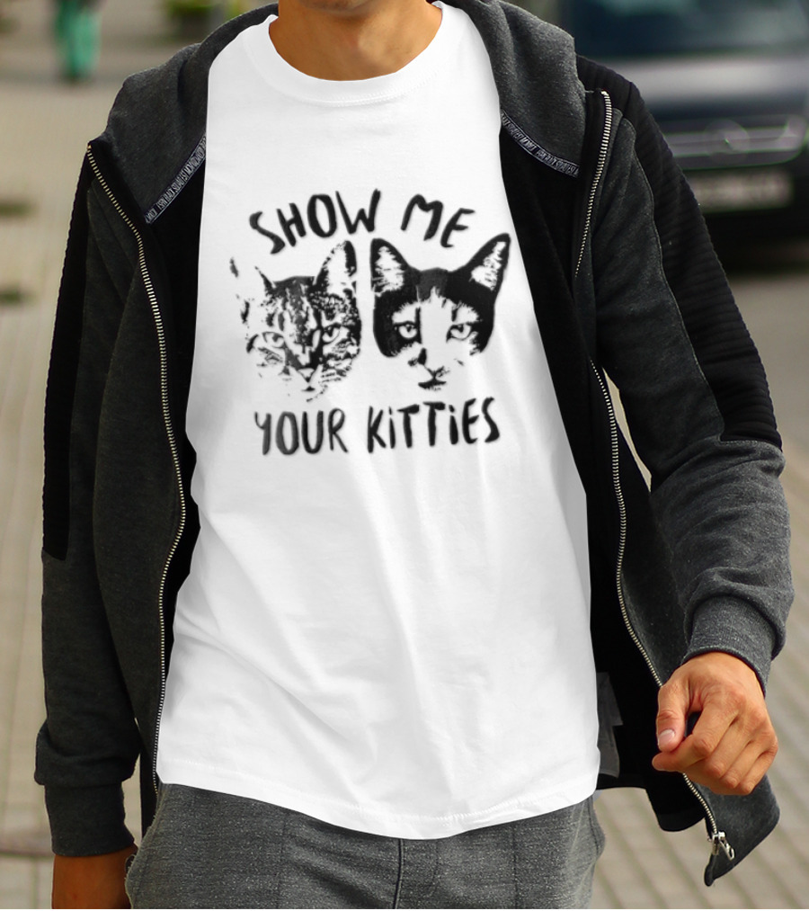 Show Me Your Kitties Tabby Tuxedo Cat Heads T-Shirt