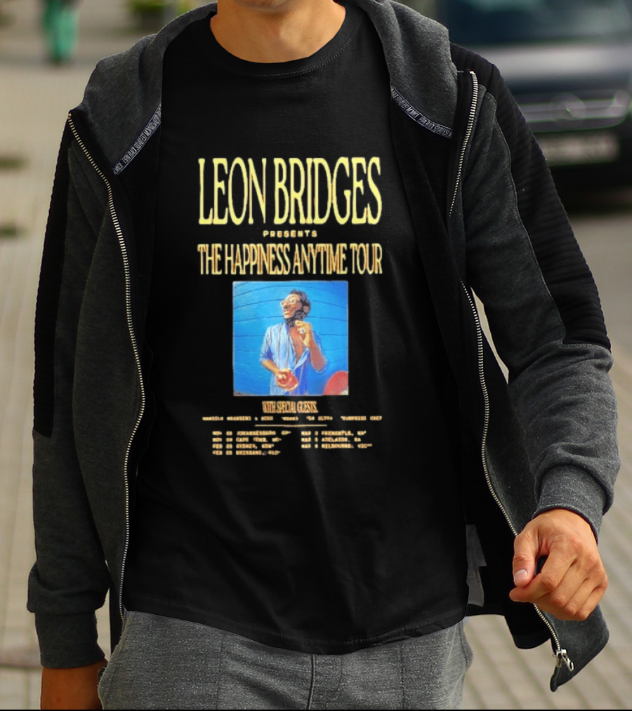 Leon Bridges Presents The Happiness Anytime Tour 2026 With Special Guests Tour Dates Chicago Los Angeles Atlanta T-Shirt