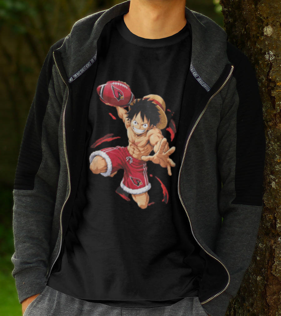 Arizona Cardinals Straw Hat Anime Football Player Action T-Shirt