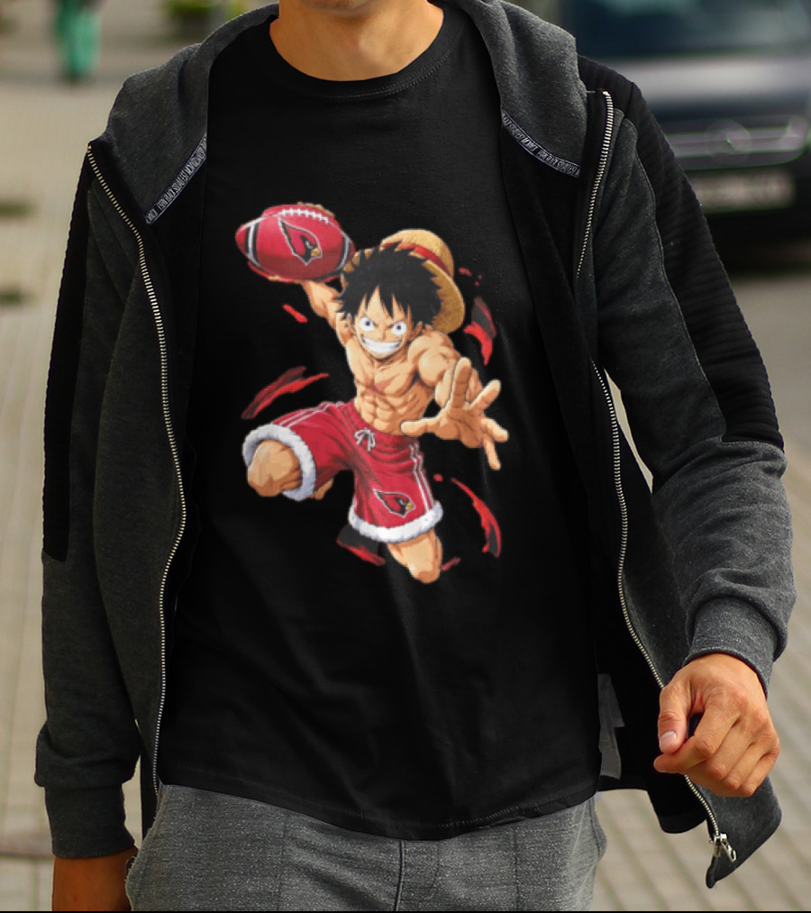 Arizona Cardinals Straw Hat Anime Football Player Action T-Shirt