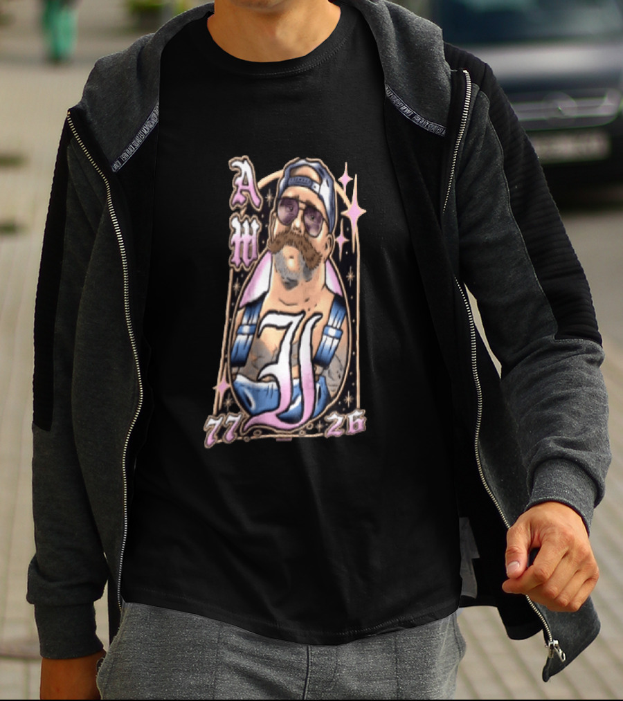 AW 77 26 Mustache Sunglasses Overalls Tattoo T-Shirt