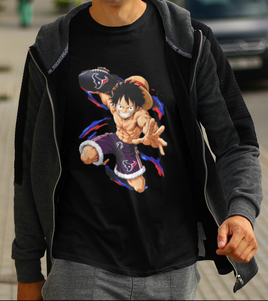 Anime Luffy Houston Texans Football Fan T-Shirt