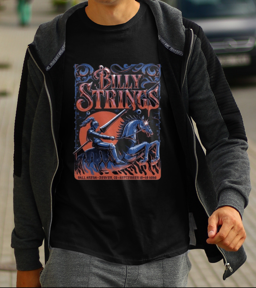 Billy Strings Ball Arena Denver CO September 18 19 2026 Lewy Jones Knight On Horseback T-Shirt