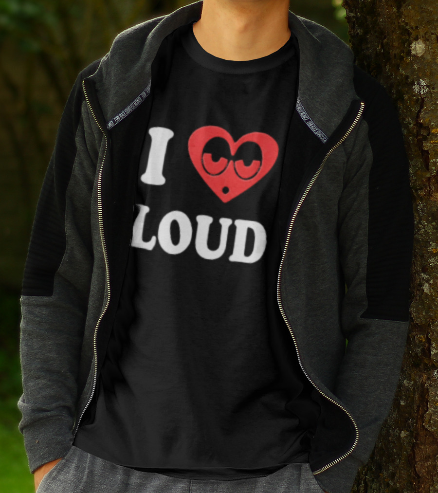 I Love Loud Red Heart Droopy Eyes Cartoon T-Shirt