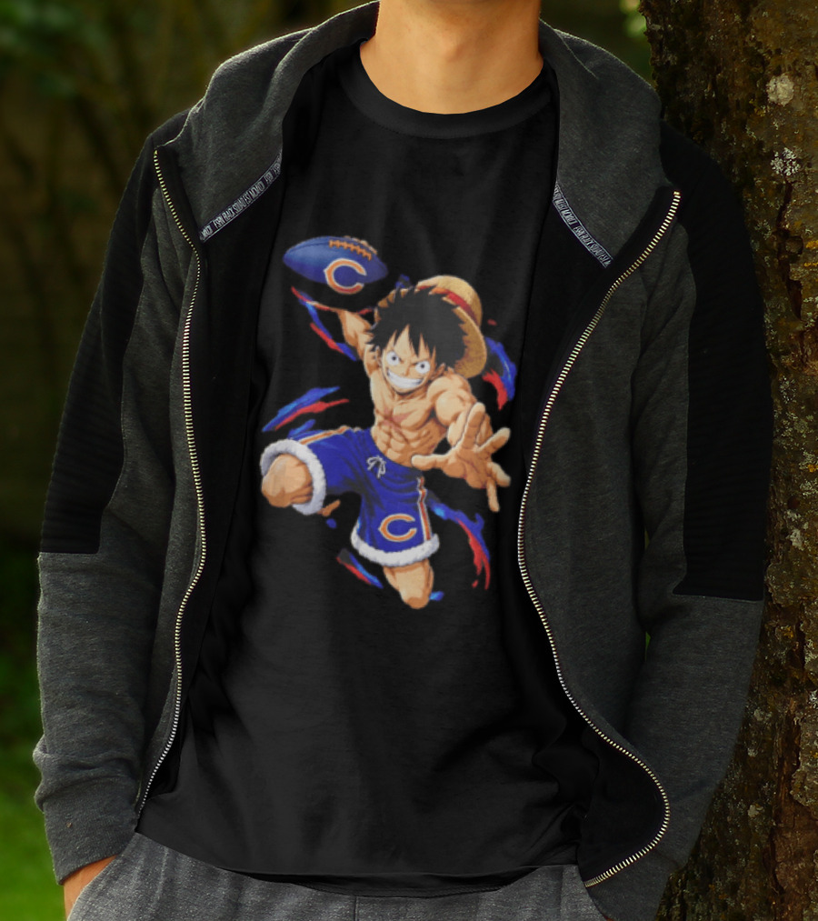 Chicago Bears Straw Hat Pirate Football Anime Crossover Adventures T-Shirt